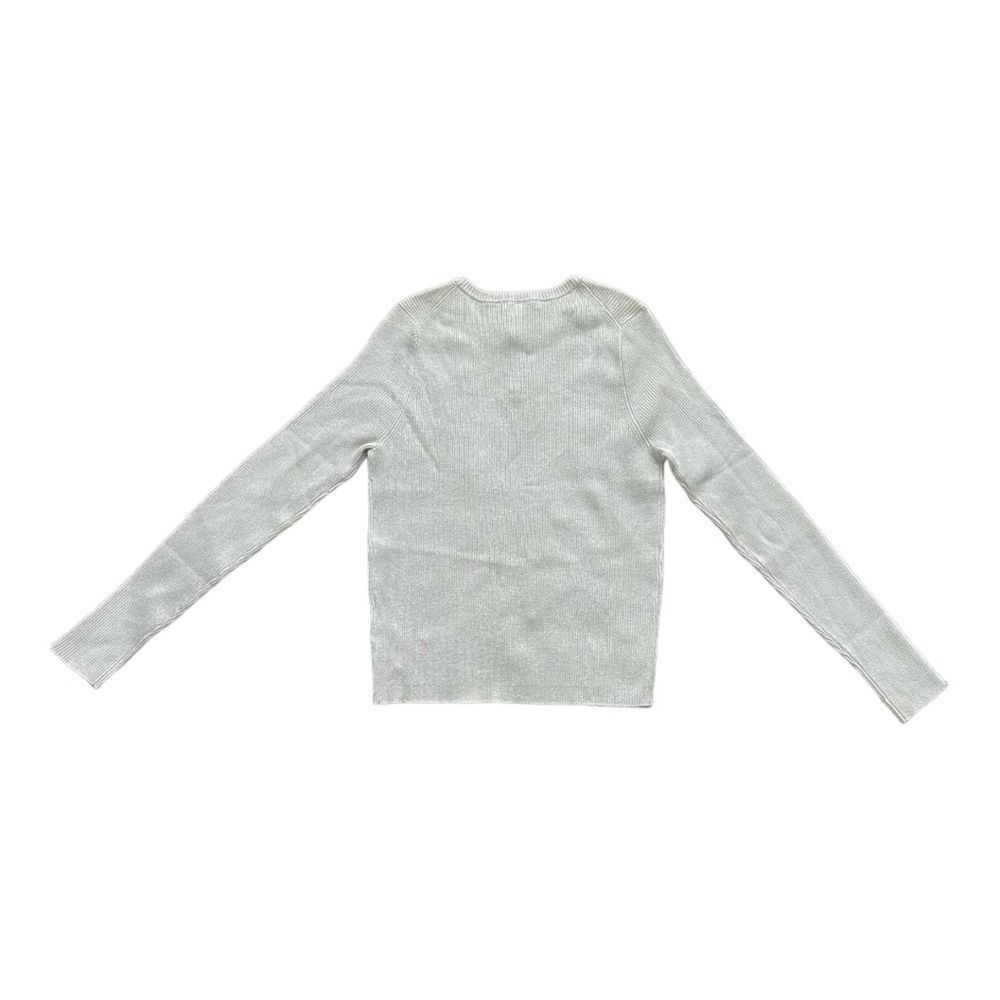 Splendid Peyton Lurex Metallic Rib Knit Keyhole Sweater Cream Sand Medium - Picture 3 of 6